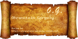 Ohrenstein Gergely névjegykártya